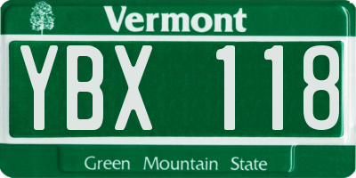 VT license plate YBX118