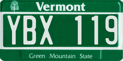VT license plate YBX119