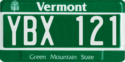 VT license plate YBX121