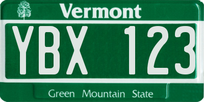 VT license plate YBX123