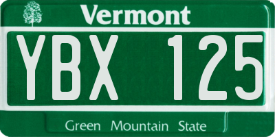 VT license plate YBX125