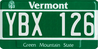 VT license plate YBX126