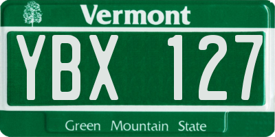 VT license plate YBX127
