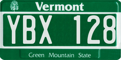 VT license plate YBX128