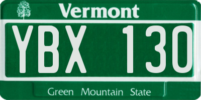 VT license plate YBX130