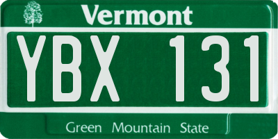 VT license plate YBX131
