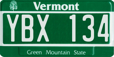 VT license plate YBX134