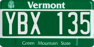 VT license plate YBX135