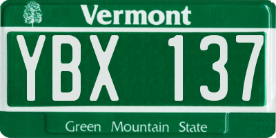 VT license plate YBX137