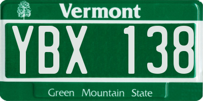 VT license plate YBX138