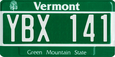 VT license plate YBX141