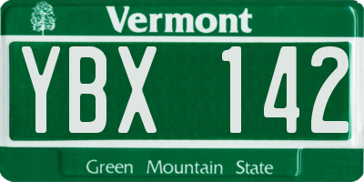 VT license plate YBX142