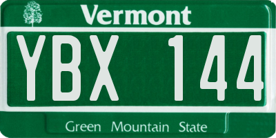 VT license plate YBX144