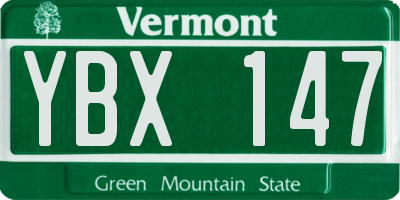 VT license plate YBX147