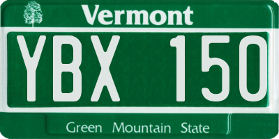 VT license plate YBX150