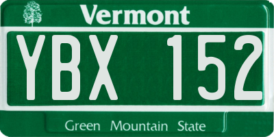 VT license plate YBX152