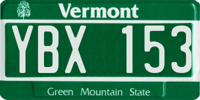 VT license plate YBX153