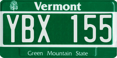 VT license plate YBX155