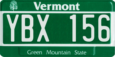 VT license plate YBX156