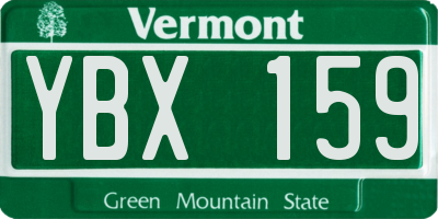 VT license plate YBX159