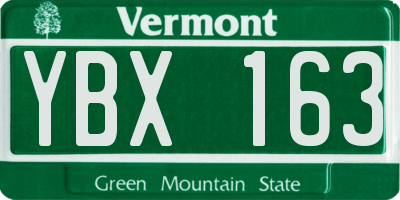 VT license plate YBX163