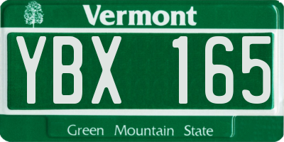 VT license plate YBX165