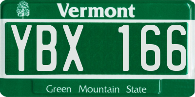 VT license plate YBX166