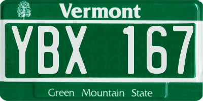 VT license plate YBX167