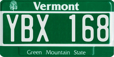 VT license plate YBX168
