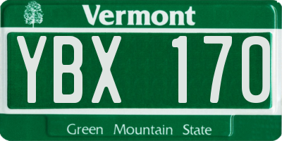 VT license plate YBX170