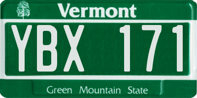 VT license plate YBX171