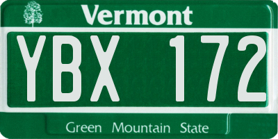 VT license plate YBX172