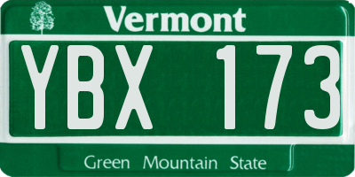VT license plate YBX173