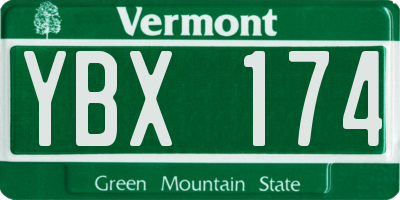 VT license plate YBX174