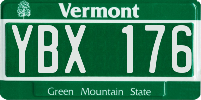 VT license plate YBX176