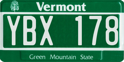 VT license plate YBX178