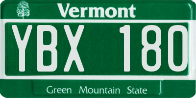 VT license plate YBX180