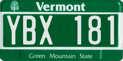 VT license plate YBX181