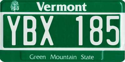 VT license plate YBX185