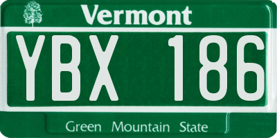 VT license plate YBX186