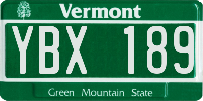VT license plate YBX189