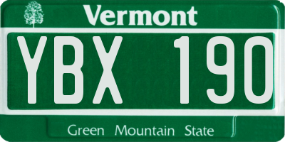 VT license plate YBX190