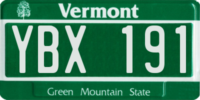 VT license plate YBX191