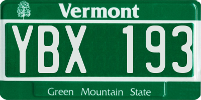 VT license plate YBX193