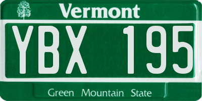 VT license plate YBX195