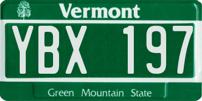 VT license plate YBX197