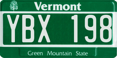 VT license plate YBX198