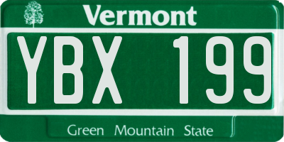 VT license plate YBX199