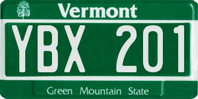 VT license plate YBX201