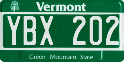 VT license plate YBX202